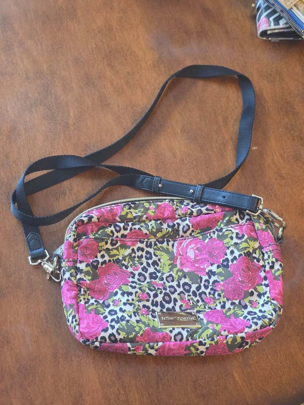 Betsey Johnson Floral Leopard Crossbody Bag